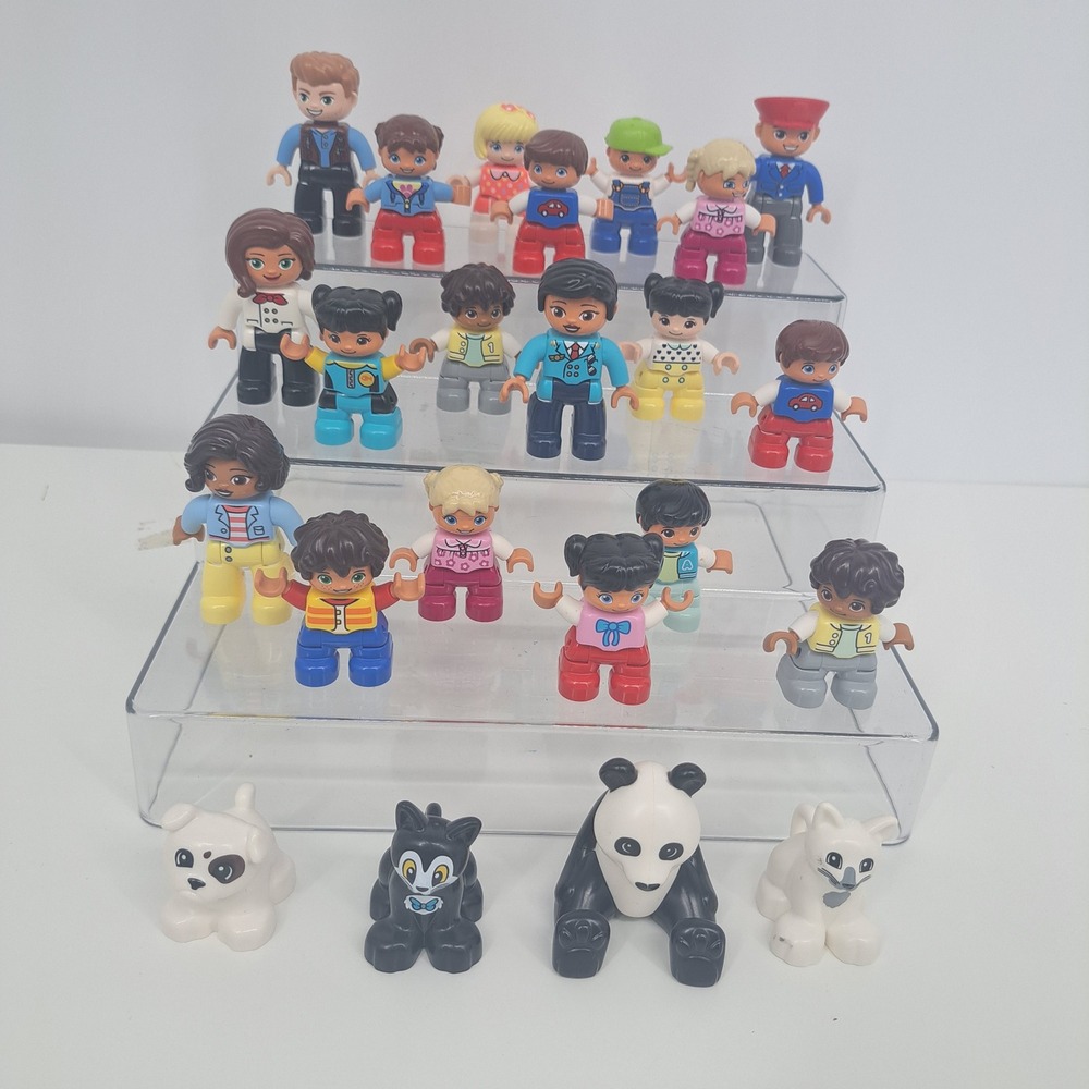 Lego Duplo Minifigure Lot 23pc People Animals Panda Cat Dog Kids Toys Preschool